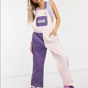 NWT Womens Adidas Two-Tone Pink & Purple Overalls Size XS "Girls Are Awesome"